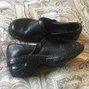 Black Leather Clogs